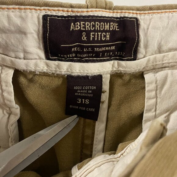 Abercrombie & Fitch Cargo Pants Vintage Fatigues Men 31 S Khaki Drawstring Baggy - Picture 8 of 14